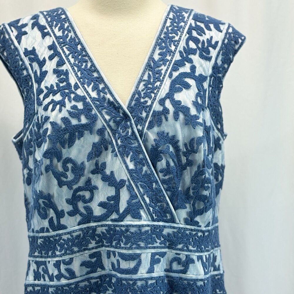 Tadashi Shoji Embroidery Lace Overlay Dress 16 Sheer Elegant Romantic Luxury - Picture 5 of 15